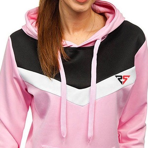 Hot Pink Winter Women Pullover Sudaderas con capucha de algodón de manga larga Sudaderas con capucha de poliéster de tres colores Block Ladies - Product Image 6