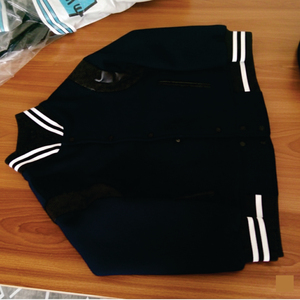 Classic Black and <b>White</b> Varsity <b>Jacket</b> Premium Letter <b>man</b> Style with Striped Ribbing custom design - Product Image 4