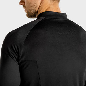 T-shirts de sport à manches longues pour hommes, vêtements de sport personnalisés de haute qualité, demi-fermeture éclair, col haut, séchage rapide, coupe musculaire pour hommes - Product Image 3