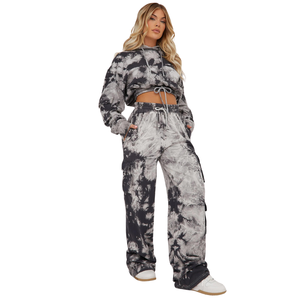 Fabricante personalizado maternidad Tie Dye Premium sólido acanalado 2 piezas trajes chándales Yoga Crop Top pantalones cortos pantalones sin mangas conjunto - Product Image 1