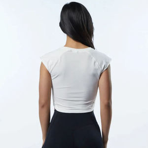 Logo personnalisé été dames haut court blanc coton côtelé femmes débardeurs - Product Image 5