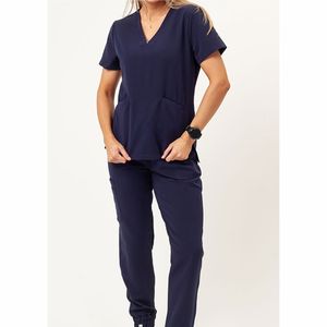 Conjuntos de uniformes médicos para mujer, conjuntos de uniformes médicos de manga corta con cuello levantado - Product Image 6