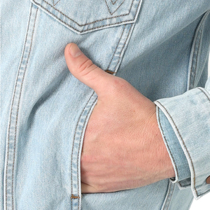 Custom Solid Colorful Plain <b>Denim</b> <b>Jacket</b> 2026 Slim Fit Baseball Designers <b>Jackets</b> <b>Denim</b> <b>Jacket</b> for <b>Men</b> Made in Pakistan OEM - Product Image 3