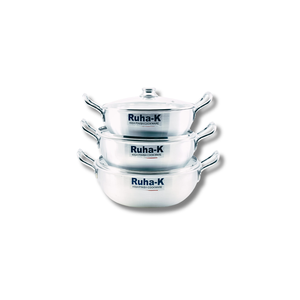 Juego de 6 Woks Tradicionales de Acero Inoxidable Ruha-K con Tapa de Vidrio y Mango de Acero Inoxidable para Cocina de Gas/Inducción - Product Image 3