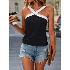 Blusa de Mujer con Hombros Descubiertos y Detalle de Rayas Cruzadas en la Parte Delantera, 37283 - Negro - Product Image 1