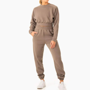 OEM Custom Blank High Quality Heavyweight 100 Cotton High Waist Eco-Friendly Sports Straight Leg Sweatpants <b>Women</b> <b>Fleece</b> <b>Joggers</b> - Product Image 1