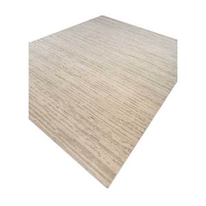 Tapis en laine noué à la main Aprezo ivoire, motif puzzle rayé pour la maison, le salon, le couloir, l'entrée - Modèle Aiwl-1016 pour adolescents - Product Image 2