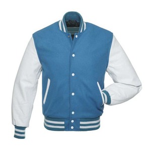 Custom made varsity <b>jacket</b> <b>white</b> leather sleeve black wool body varsity <b>jacket</b> Letterman <b>Jacket</b> with custom logo OEM Services - Product Image 4