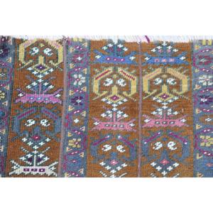 Petit tapis turc de 2,1 x 3,3 pieds, tapis vintage à fleurs marron - Product Image 5