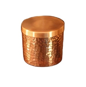 Modern <b>Small</b> Designer Hammered Copper <b>Candle</b> Jar Home Decor Festival Use with Lid Copper Plated - Product Image 1