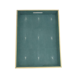 Plateau de service décoratif personnalisé DPC en imitation peau de requin turquoise, décoration de table basse, modèle 013 - Product Image 4