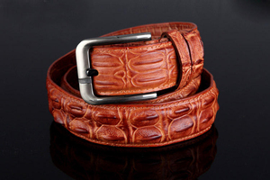 เข็มขัดหนังจระเข้ลายนูนแนววินเทจสำหรับผู้ชายเสื้อผ้าผู้หญิงเข็มขัดหนังจระเข้หนังวัวทำจากเหล็กกล้าผสมสำหรับกางเกงยีนส์ - Product Image 6