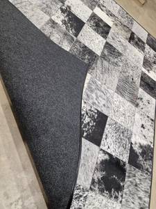 Premium personnalisé en cuir de vachette animaux de compagnie antidérapant Patchwork rayé tapis et ensembles pour chambre salon espaces de prière - Product Image 5