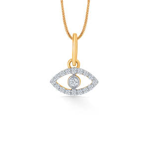 Collier pendentif œil porte-bonheur en laiton plaqué rhodium avec accent diamant pour femme - Product Image 2