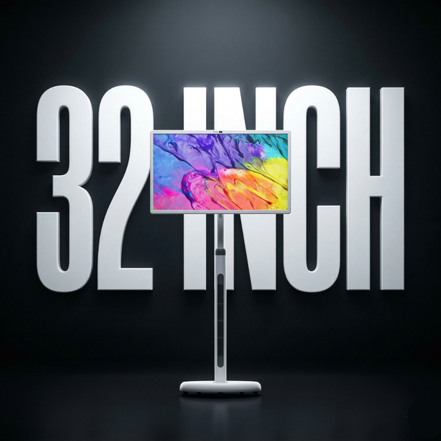 New 32" Android 13 Built-in Battery Movable Intellitouch Smart TV Serial USB Portable Touch Monitor Wheels Fitness Live
