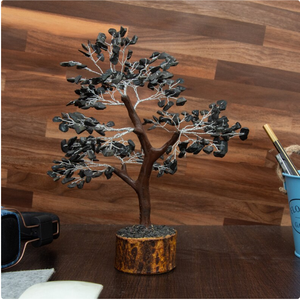 Hecho a mano 300-Árbol de cristal de ágata negra con cuentas Amatista Piedra preciosa Piedra con cuentas Flor de Navidad Artesanía de piedra semipreciosa gruesa - Product Image 2
