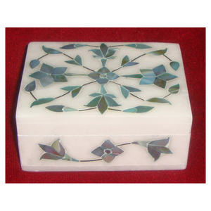 Boîte de rangement en marbre pour bijoux et cadeaux, modèle de luxe le plus chaud, nacre colorée, incrustation indienne, boîtes élégantes - Product Image 1