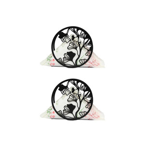 Porte-serviettes carré en acier métal noir mat de luxe élégant floral porte-serviettes pour Table Restaurant - Product Image 2