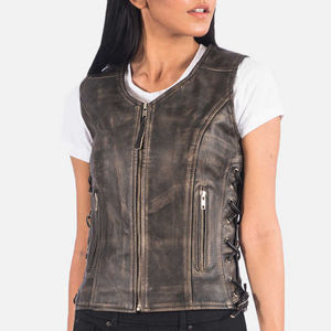 Gilet de moto en cuir véritable de haute qualité pour femmes, fermeture éclair imperméable, vêtement d'extérieur durable et tendance - Product Image 6