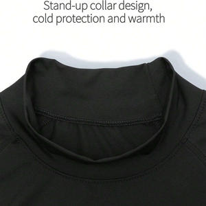 Vente en gros de logo personnalisé haut de compression à manches longues pour hommes tissu coupe-vent extensible et respirant grande taille pour l'entraînement - Product Image 4