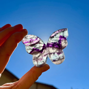 Figurine papillon 3D Multi Fluorite fabriquée à la main en pierre de cristal naturel papillon pour la guérison Reiki Chakra cadeau et décoration intérieure - Product Image 5