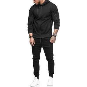 Ensemble de survêtement pour homme de couleur unie, respirant, réglable et confortable, avec manches longues, survêtement pour homme en gros, logo personnalisé - Product Image 2