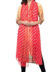 Leheriya tradicional colorido Rajasthani mujer gasa Leheriya rojo Badhej Dupattas para mujeres y niñas - Product Image 1