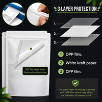 Sacs refermables en papier kraft blanc réutilisables, résistants à l'humidité et à la poussière, pour le stockage des grains de café, des fruits secs et des épices