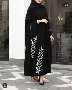 Abaya de Dubaï en soie brodée à la main, anti-rides, élégante, à manches longues, robe de luxe modeste, confortable, élégante, musulmane - Product Image 1