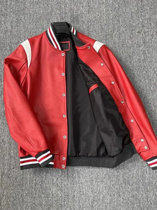 Veste de vélo personnalisée pour femmes vente en gros veste de baseball en cuir véritable à la mode manches longues bouton décoration coupe-vent printemps - Product Image 2