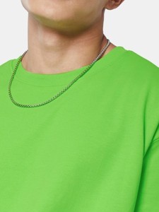 Camiseta con estampado personalizado Camiseta de cuello grueso para hombre Camiseta de gran tamaño de algodón puro con cuello redondo verde liso con logotipo a pedido - Product Image 5