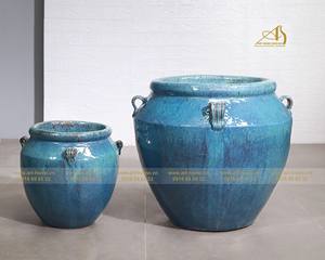 La maceta de cerámica esmaltada GL412 en azul-verde: una hermosa opción para plantar, mejorar la decoración del jardín y diseñar mini paisajes - Product Image 6