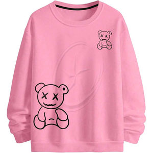 Custom Men Bear Graphic Breathable Oversized Sweatshirt <b>Thermal</b> <b>Long</b> <b>Sleeve</b> Crew Neck Drop Shoulder Pullover <b>Tops</b> - Product Image 3