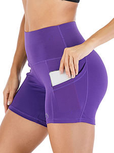 2024 été femmes haute qualité Shorts de gymnastique respirant taille haute sans couture entraînement Yoga Leggings décontracté couleur unie tissu - Product Image 2