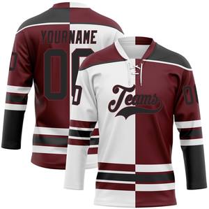 Maillot de hockey sur glace personnalisable, léger, antibactérien, 100% polyester, séchage rapide, col à lacets, nom de l'équipe sur le devant, logo unisexe - Product Image 1