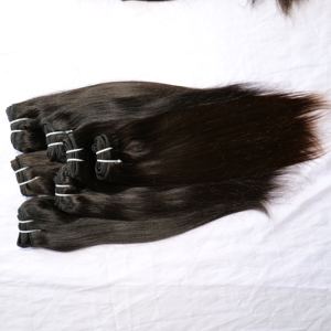 100% cabello humano de templo indio Virgen sin procesar, cutícula alineada, estilos de ondas de agua rectas, máquina de Color negro, doble trama cruda - Product Image 2