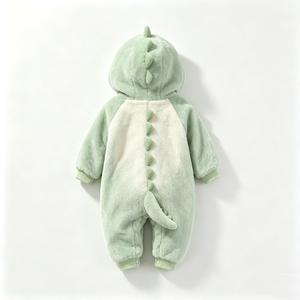 Mono de dinosaurio verde personalizado para bebé, pelele de dinosaurio con capucha de forro polar, disfraz de dinosaurio para recién nacido. - Product Image 5