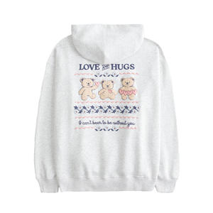 Nuevo diseño gris Puff estampado francés Terry algodón grueso en blanco pesado de gran tamaño de alta calidad invierno con capucha mujer Sudadera con capucha - Product Image 3