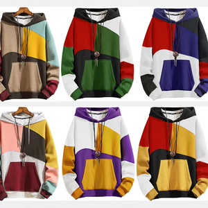 Sudaderas con capucha para hombre Color Block Hoodie con diseño Hip Hop Colorful Hooded Pullover Novedad Sudadera - Product Image 1