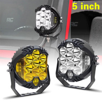 Projecteur LED étanche 5 pouces 50W jaune ambre avec éclairage latéral pour 4x4, camion, moto, SUV, VTT, bateau