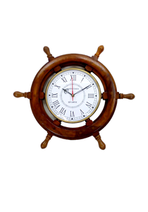 Décoration murale Cadre de roue de bateau en bois Horloge élégante Horloge nautique Horloges murales écologiques de haute qualité Idées cadeaux souvenirs - Product Image 3