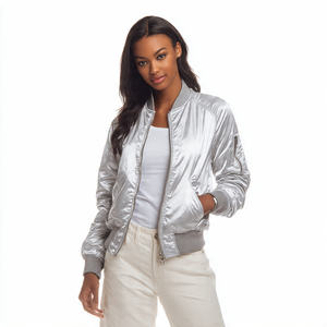 Chaqueta Bomber MA1 Acolchada para Mujer, de Satén Liso Teñido, con Cierre de Cremallera, Reversible y Cortavientos, Abrigo Cálido de Invierno - Product Image 4