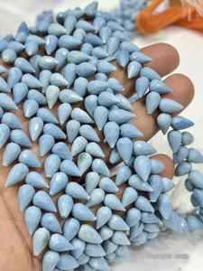 Hilo de Ópalo Azul Claro Natural AAA, Facetado, en Forma de Lágrima, Perforado, de 8 Pulgadas, Aproximadamente 6x9 mm - Product Image 3