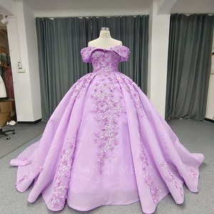 ANY193 Magnifique Robe de Soirée Longue Lavande avec Appliques Cœur, Perles et Imprimé Cristal, Traîne Chapelle - Product Image 1