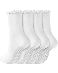 Calcetines de Yoga y Pilates Antideslizantes con Volantes para Mujer, Marca Personalizada con Logotipo Personalizado <span class=keywords><strong>Jingou</strong></span> Crew ODM 2026 - Product Image 1