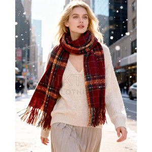 Winter Long Soft Cotton <b>Neck</b> Wrap Breathable Material Lightweight Eco-Friendly Feel Simple Pattern Casual Everyday Fashion <b>Scarf</b> - Product Image 3