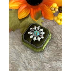 Southwest Handmade Turquoise Opal <b>Sterling</b> <b>Silver</b> Bezel Set <b>Adjustable</b> <b>Ring</b> - Product Image 4