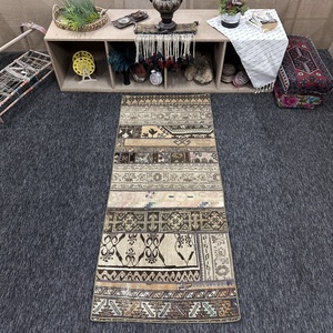 2.7x6.2 ft Rug, Turkish Vintage Rug, <b>Brown</b> Patchwork <b>Wool</b> Rug - Product Image 1