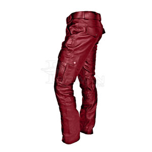 Pantalones de cuero de alta calidad para hombre logotipo personalizado último diseño patrón recto de cintura media-disponible para venta al por mayor - Product Image 3