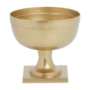 Bol de service de luxe doré sur piédestal, plat à compote en aluminium avec base carrée pour centre de table de mariage, buffet de bonbons et table de haute cuisine - Product Image 1